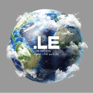 Representation of the Earth on a grey background with the inscription .LE Low Emission