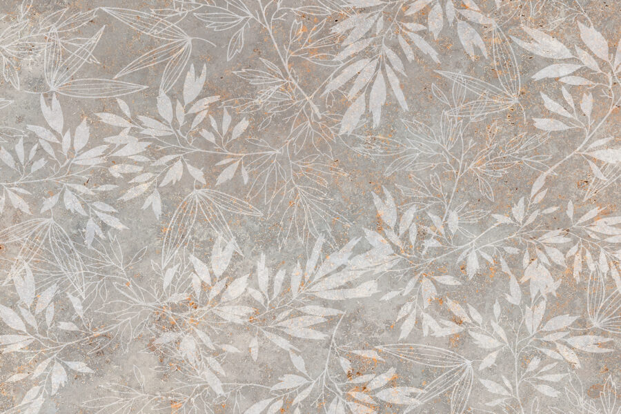 Disegno di piante monocolore su ceramica beige