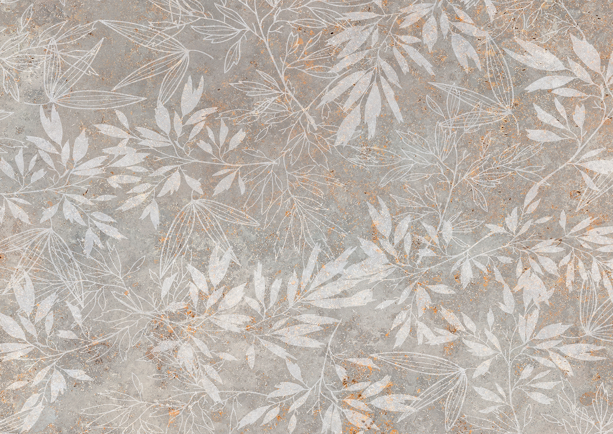 Disegno di piante monocolore su ceramica beige